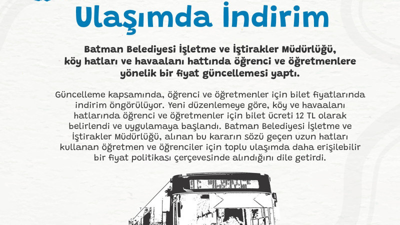 Belediyeden öğrenci ve öğretmenlere ulaşımda indirim