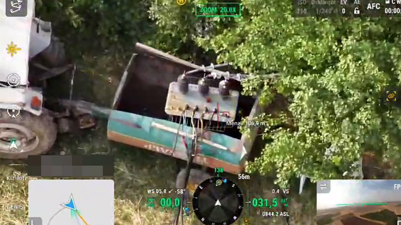 SU TANKERİNE GİZLENEN KAÇAK TRAFO DRONDAN KAÇAMADI