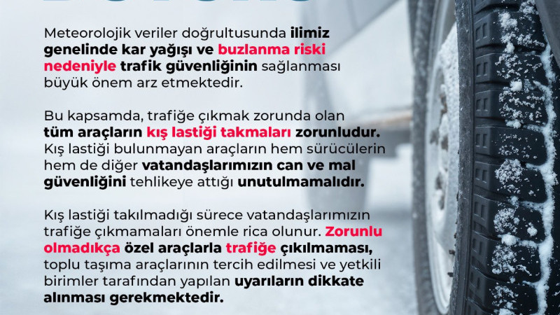 Batman Valiliği’nden Kar ve Buzlanma Uyarısı : Kış Lastiği Olmadan Trafiğe Çıkmayın